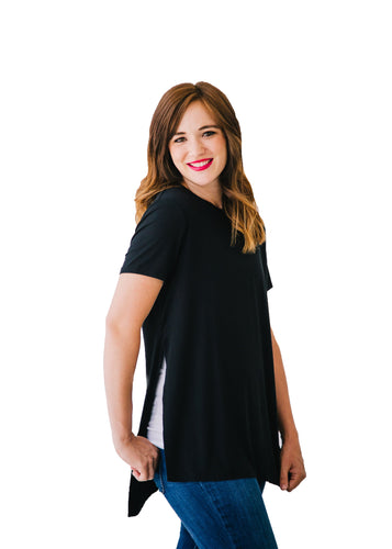 Undercover Mama Tunic Tee in Black-Perfect for Pregnancy and Breastfeeding