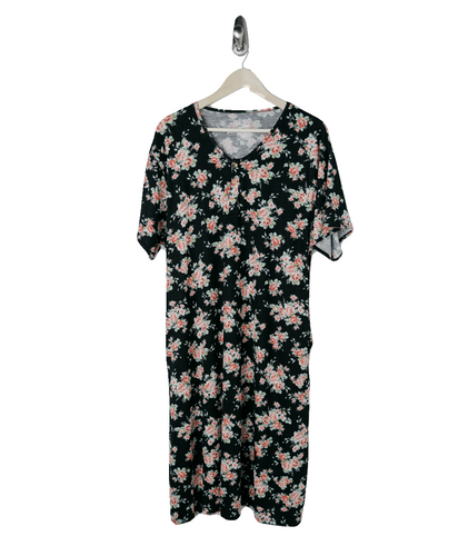 Black Mini Floral 24/7 House Dress from Undercover Mama for Pregnancy, Breastfeeding and Everyday.