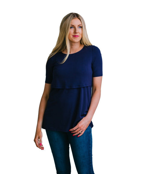 Navy Nursing Shirt -Perfect for Pregnancy and Breastfeeding