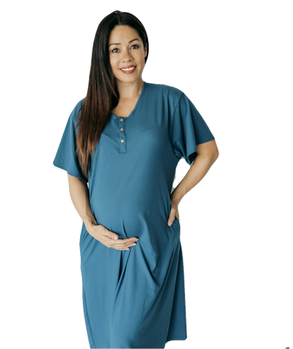 Teal-luxe 24/7 House Dress from Undercover Mama for Pregnancy, Breastfeeding and Everyday.