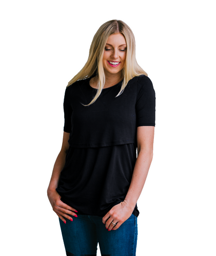 Black Undercover Mama Nursing Shirt -Perfect for Pregnancy and Breastfeeding
