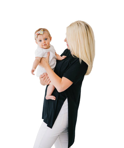 Undercover Mama Tunic Tee in Black-Perfect for Pregnancy and Breastfeeding