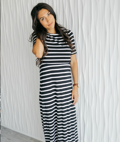 BOLD STRIPE Undercover Mama Nursing Dress