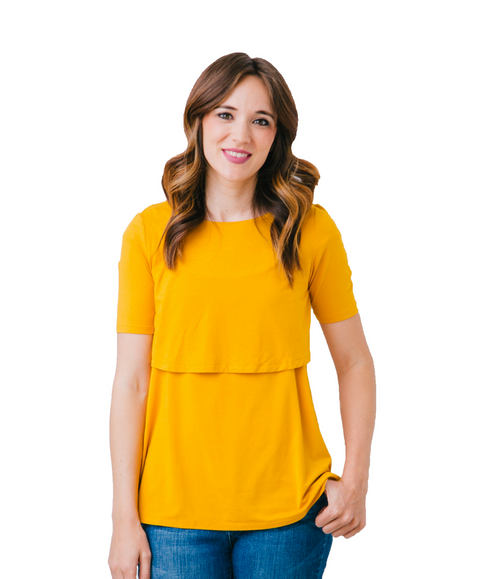 Mustard Nursing Shirt from Undercover Mama-Perfect for Pregnancy and Breastfeeding