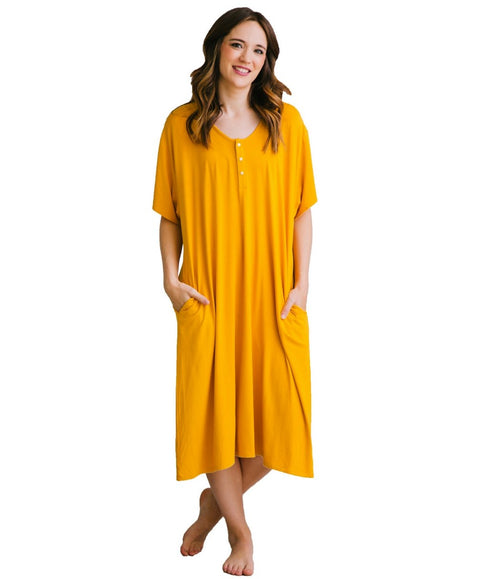 Mustard 24/7 House Dress from Undercover Mama for Pregnancy, Breastfeeding and Everyday.