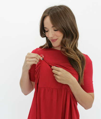 Red Fringe Nursing Dress from Undercover Mama