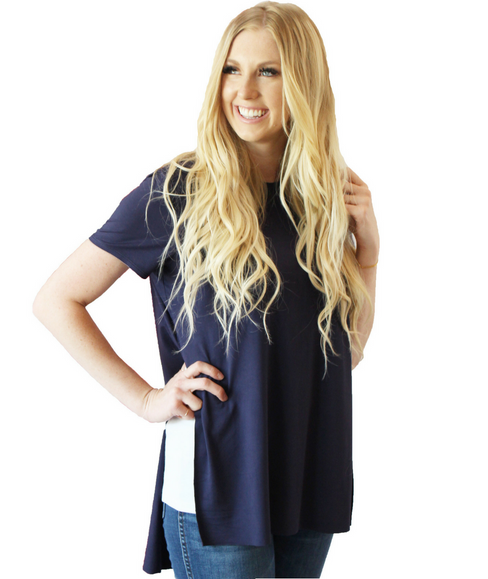Undercover Mama Tunic Tee in Navy-Perfect for Pregnancy and Breastfeeding