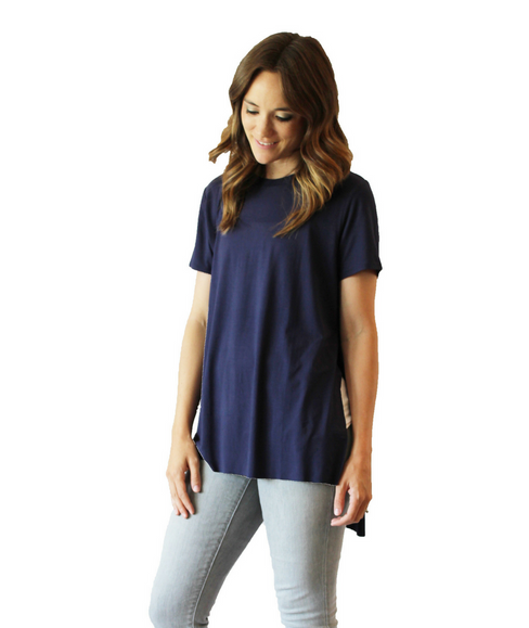 Undercover Mama Tunic Tee in Navy-Perfect for Pregnancy and Breastfeeding